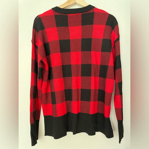 Eddie Bauer Red Buffalo Plaid Sweater Preppy NWOT Size Small - Picture 3 of 6